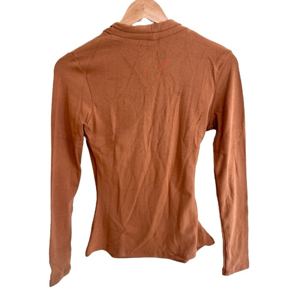 OGL Light Thermal V Neck Surplice Long Sleeve Top Women Size S Light Brown - Picture 5 of 9
